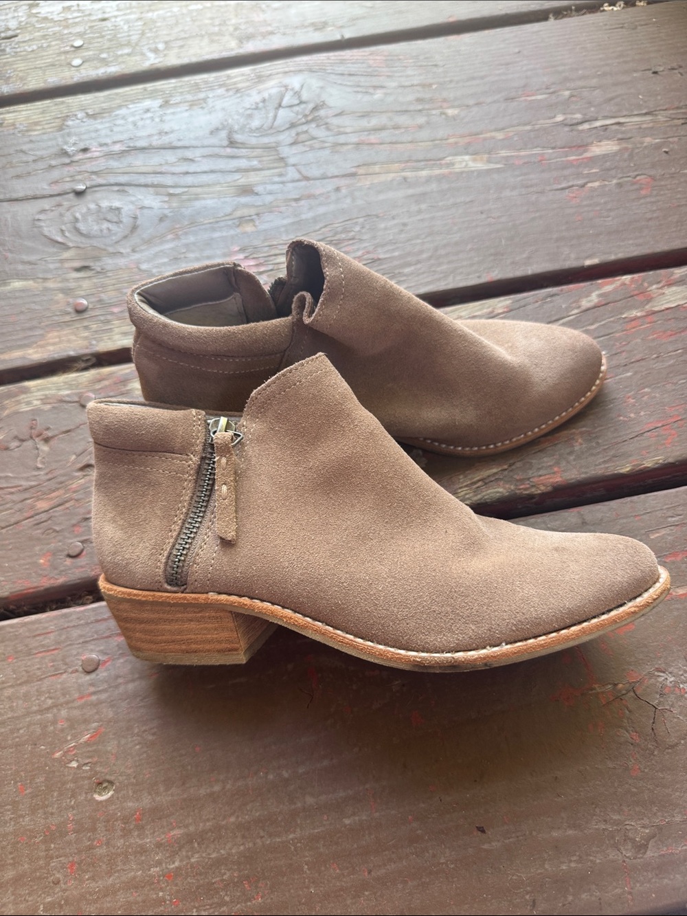 Steve Madden Taupe Suede Ankle Booties with Side Zip